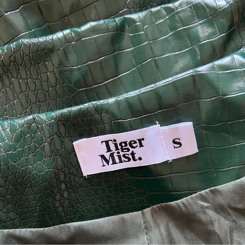 Tiger Mist Green Faux Crocodile Trench Coat - Picture 6 of 9
